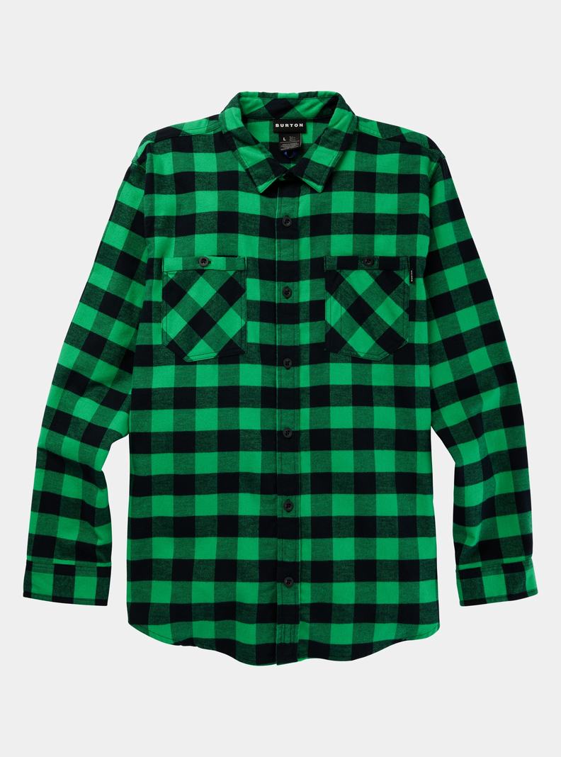 Green Burton Favorite Long Sleeve Flannel Men\'s Shirts | VRTYDF381