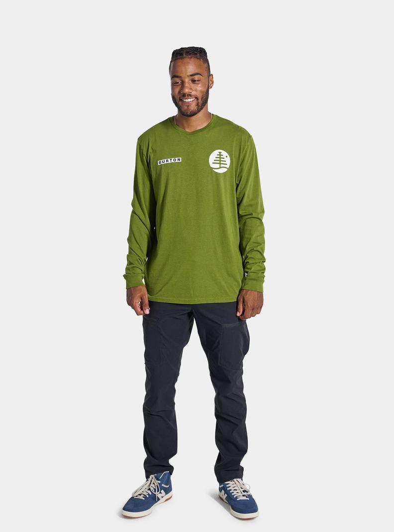 Green Burton Forager Long Sleeve Men's T-Shirts | TGUXYI795