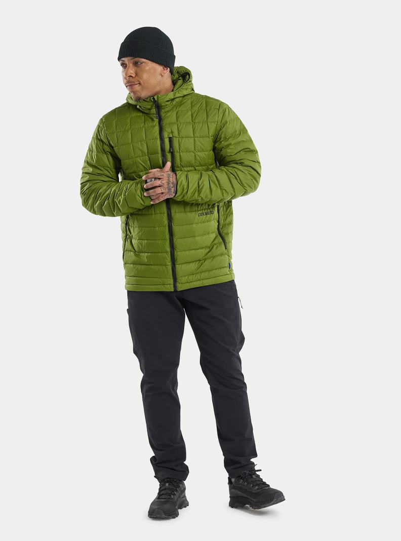 Green Burton Mid-Heat Hooded Down Insulated Men's Ski Jackets | LFINCO865