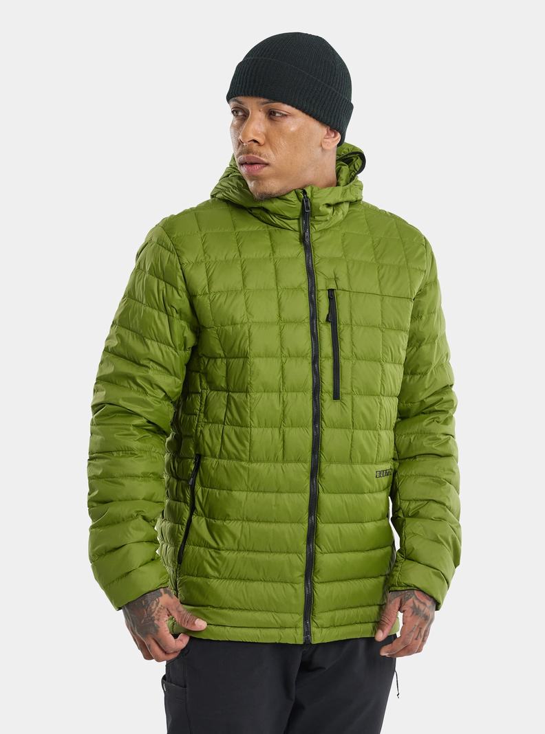 Green Burton Mid-Heat Hooded Down Insulated Men's Ski Jackets | LFINCO865