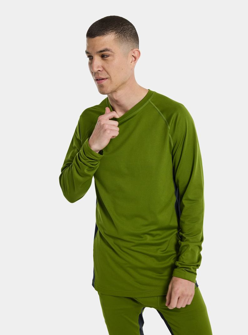 Green Burton Midweight X Base Layer Crewneck Men's Base Layer Top | CHBQXL387