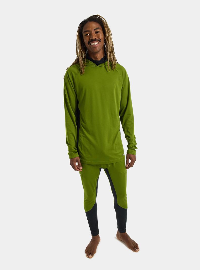 Green Burton Midweight X Base Layer Long Neck Hoodie Men's Base Layer Top | JGSIPW345