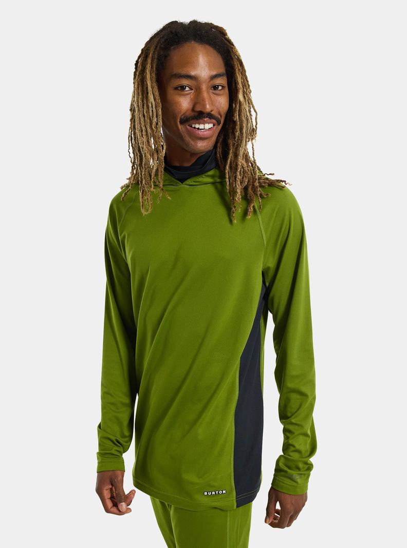 Green Burton Midweight X Base Layer Long Neck Hoodie Men's Base Layer Top | JGSIPW345