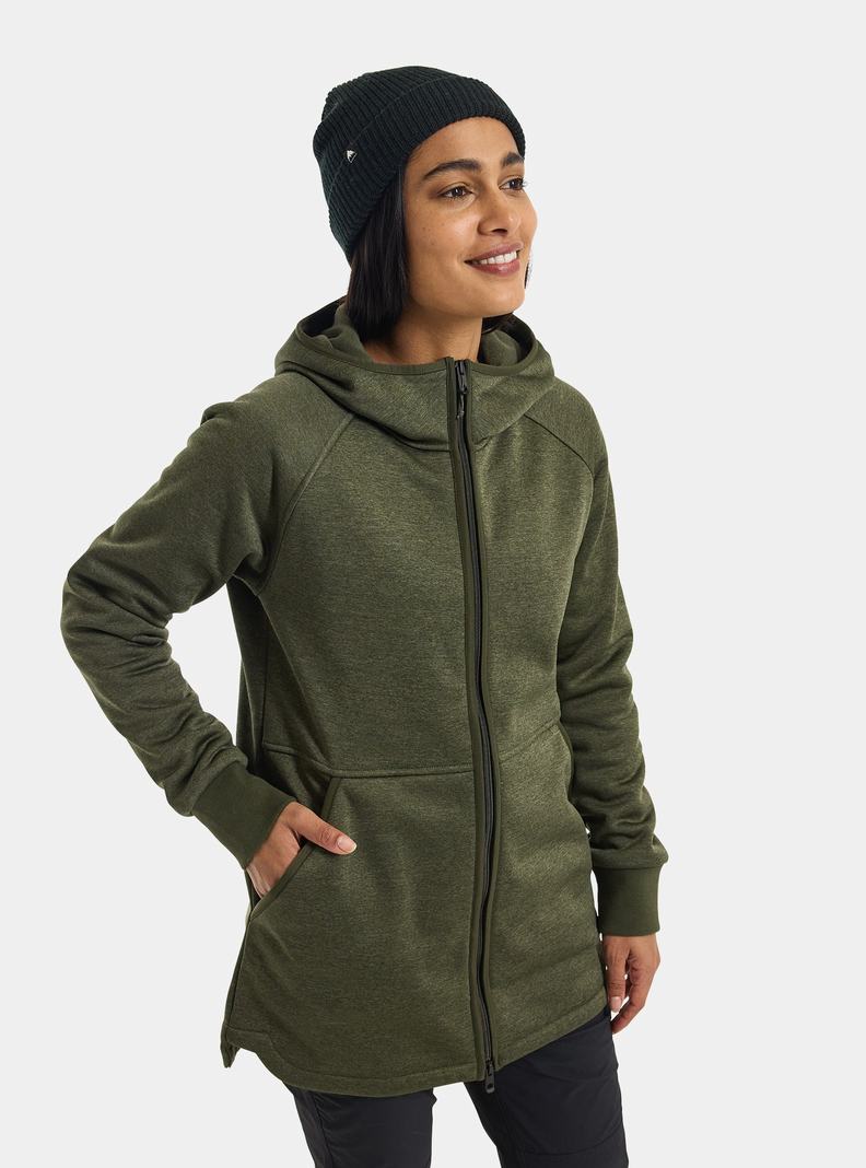 Green Burton Minxy Full-Zip Fleece Women's Sweatshirts | KQMHFS753