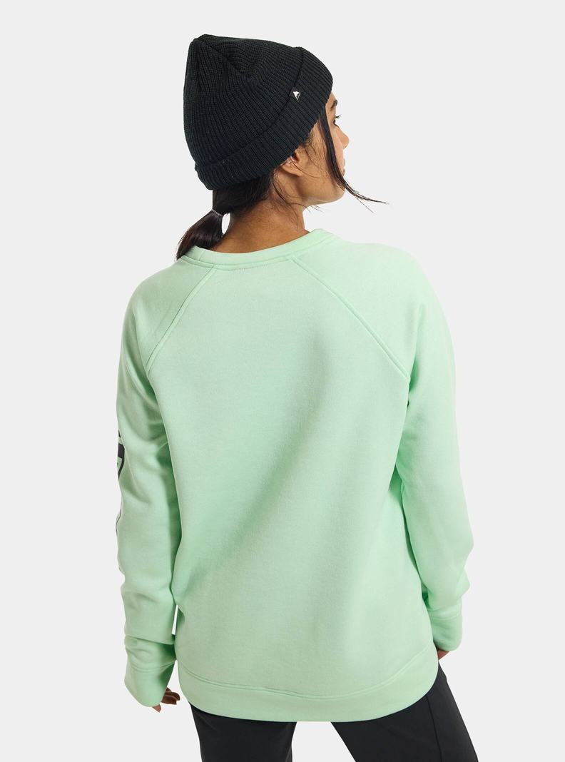 Green Burton Oak Crewneck Fleece Women's Sweatshirts | SQPBWU970