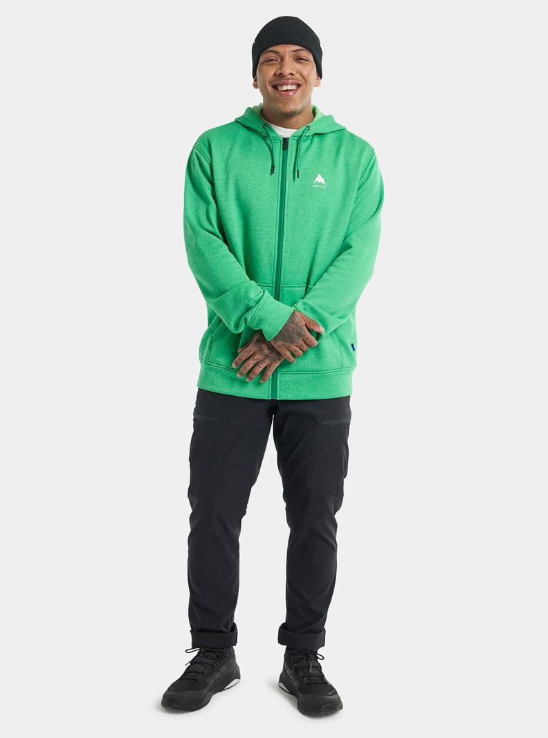 Green Burton Oak Full-Zip Hoodie Men's Sweatshirts | QKTWUP403