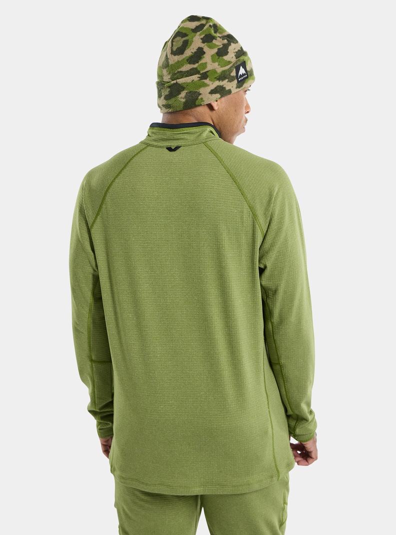 Green Burton Stockrun Grid Half-Zip Men's Fleece | CBKRHN170