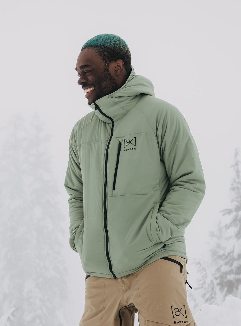 Green Burton [ak] Helium Hooded Stretch Insulated Men's Ski Jackets | EZWGSF694