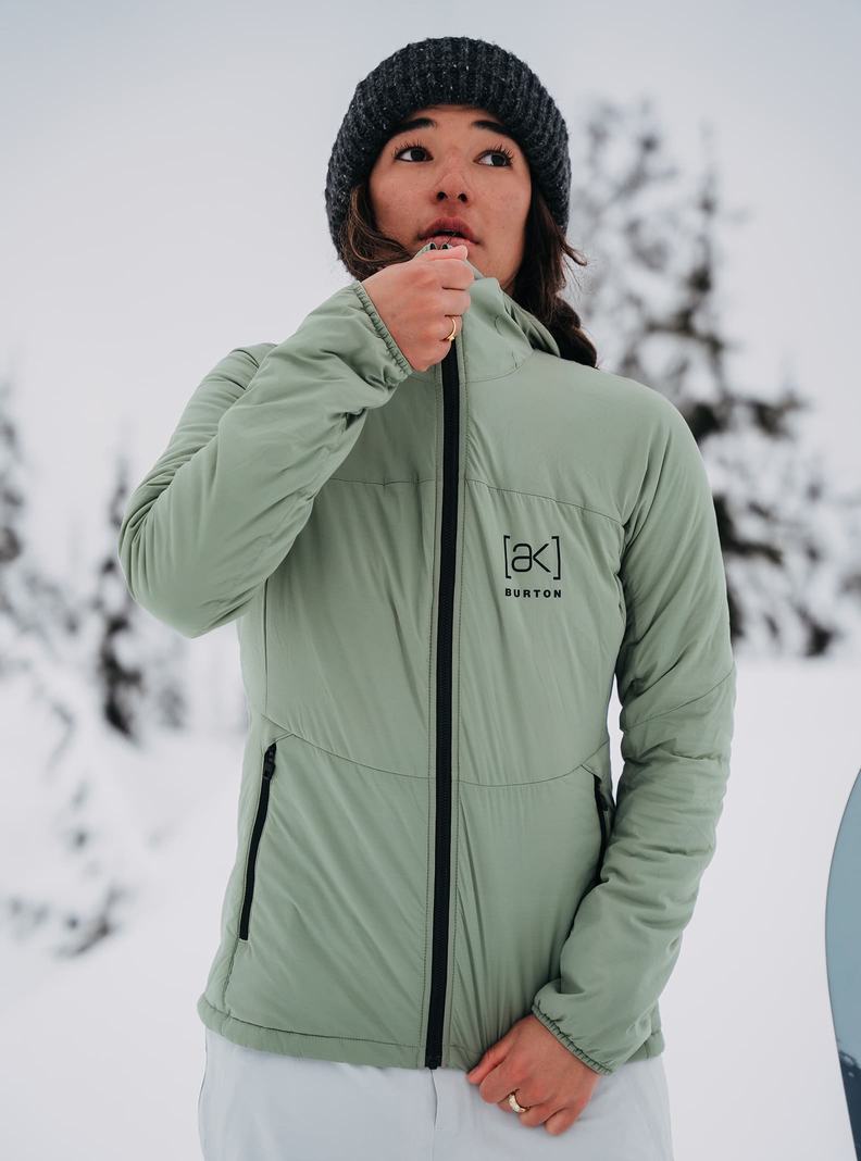 Green Burton [ak] Helium Hooded Stretch Insulated Women's Ski Jackets | YHFOGS684