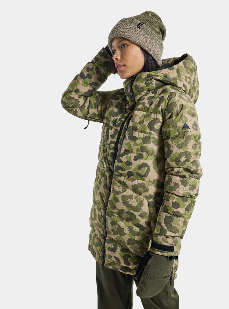 Green / Camo Burton Loyil Down Women's Ski Jackets | OVZGNA018