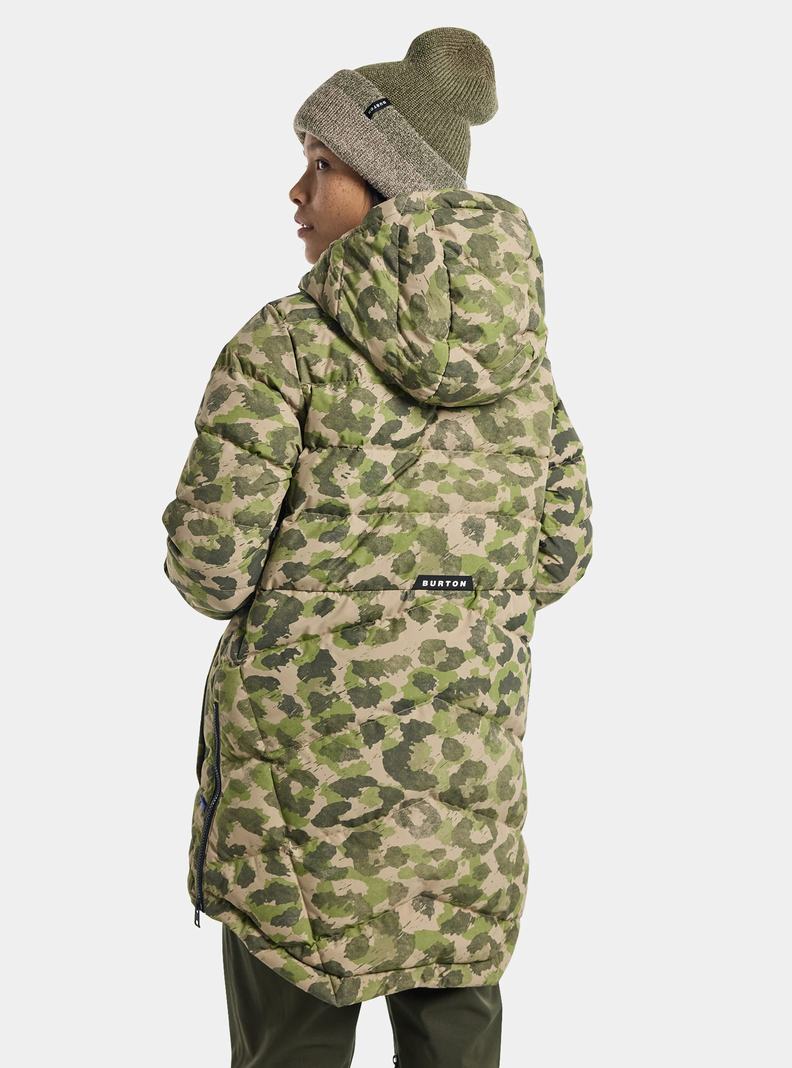 Green / Camo Burton Loyil Down Women's Ski Jackets | OVZGNA018