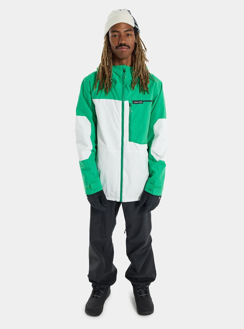 Green / White Burton Peasy 2L Men's Ski Jackets | IRQMLA406