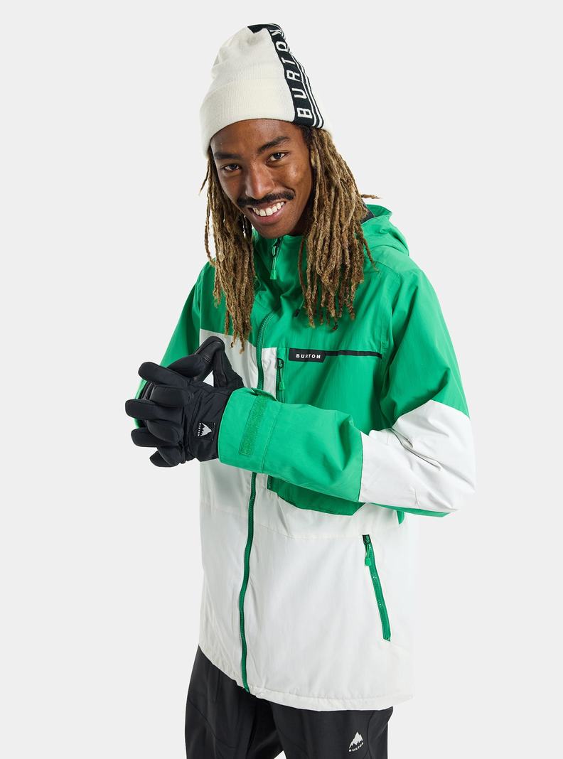 Green / White Burton Peasy 2L Men's Ski Jackets | IRQMLA406