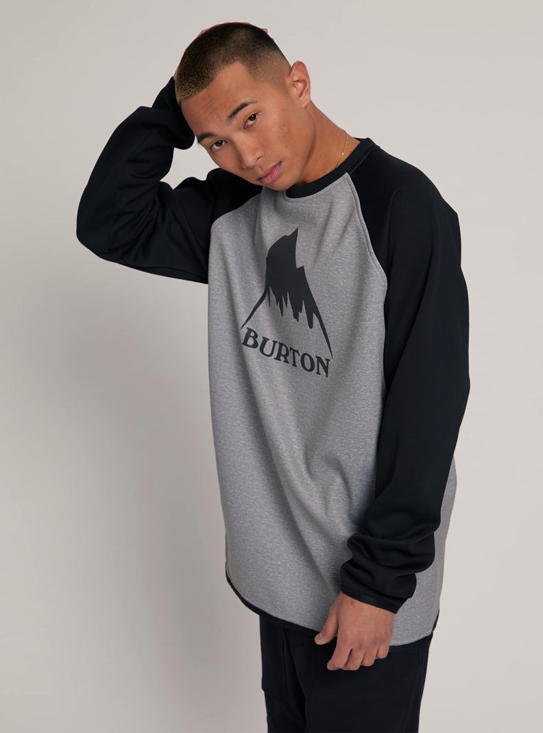 Grey / Black Burton Crown Weatherproof Pullover Crew Men's Sweatshirts | JKAHRW681