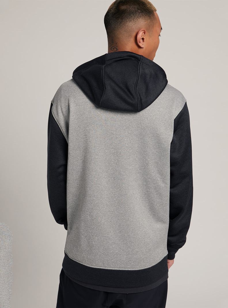 Grey / Black Burton Oak Full-Zip Hoodie Men's Sweatshirts | TOKSJN504