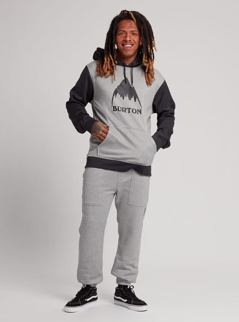 Grey / Black Burton Oak Pullover Men's Hoodies | GTAUOH786