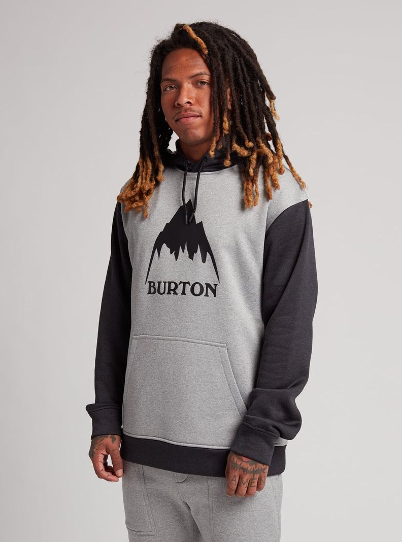 Grey / Black Burton Oak Pullover Men's Hoodies | GTAUOH786