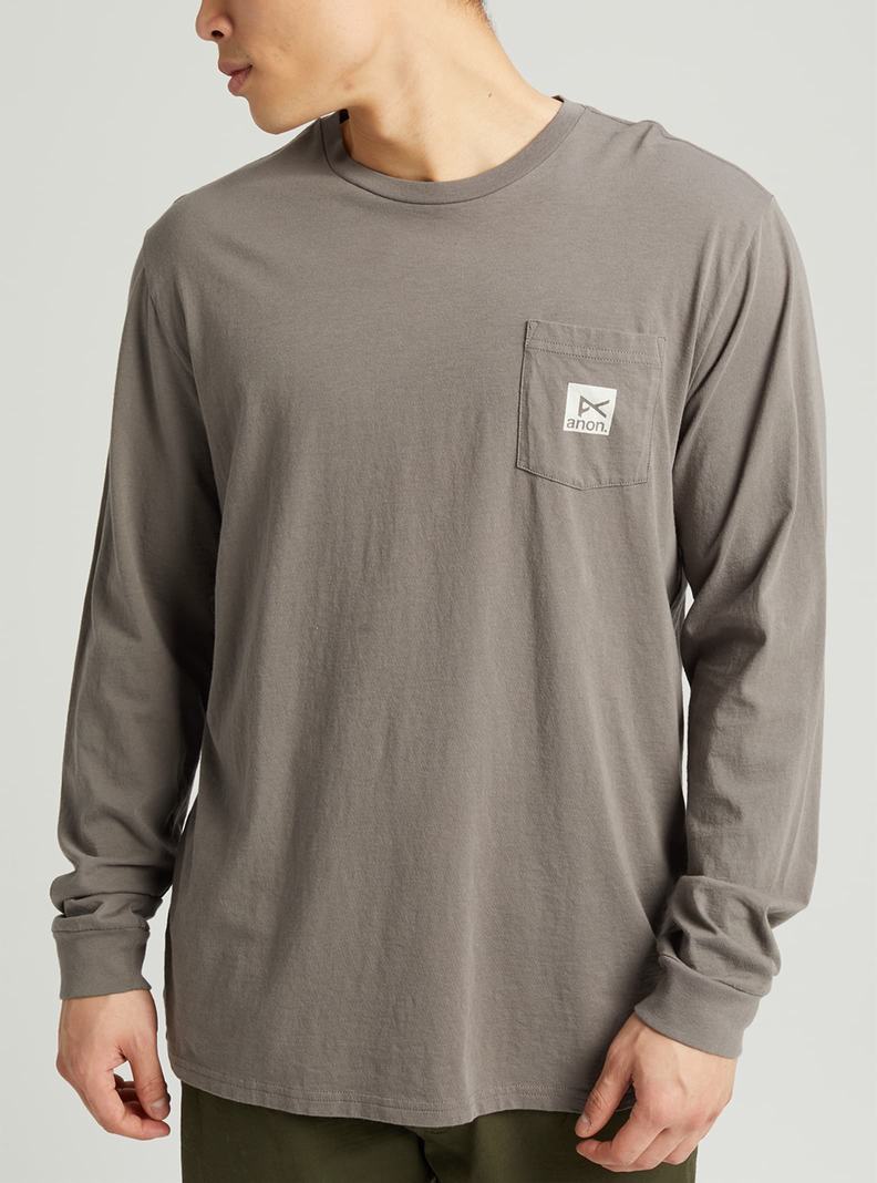 Grey Burton Anon Long Sleeve Men's T-Shirts | NODSZP850