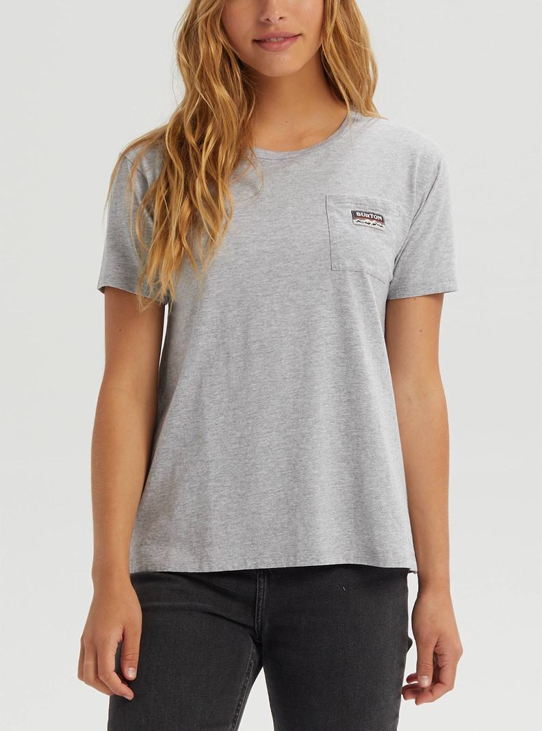 Grey Burton Classic Short Sleeve Pocket Women's T-Shirts | PHCBQM482