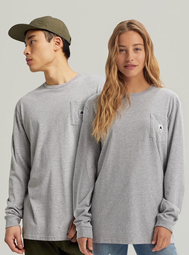 Grey Burton Colfax Long Sleeve Men's T-Shirts | MYAWPN607