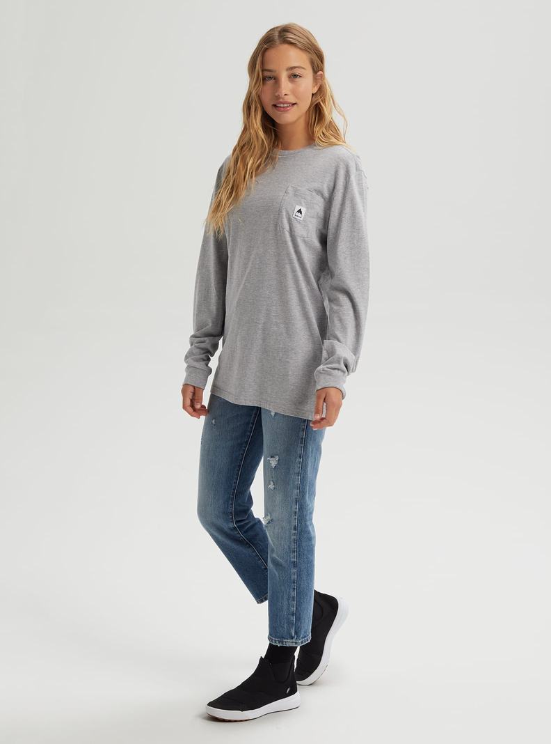 Grey Burton Colfax Long Sleeve Women's T-Shirts | RWKPUV075