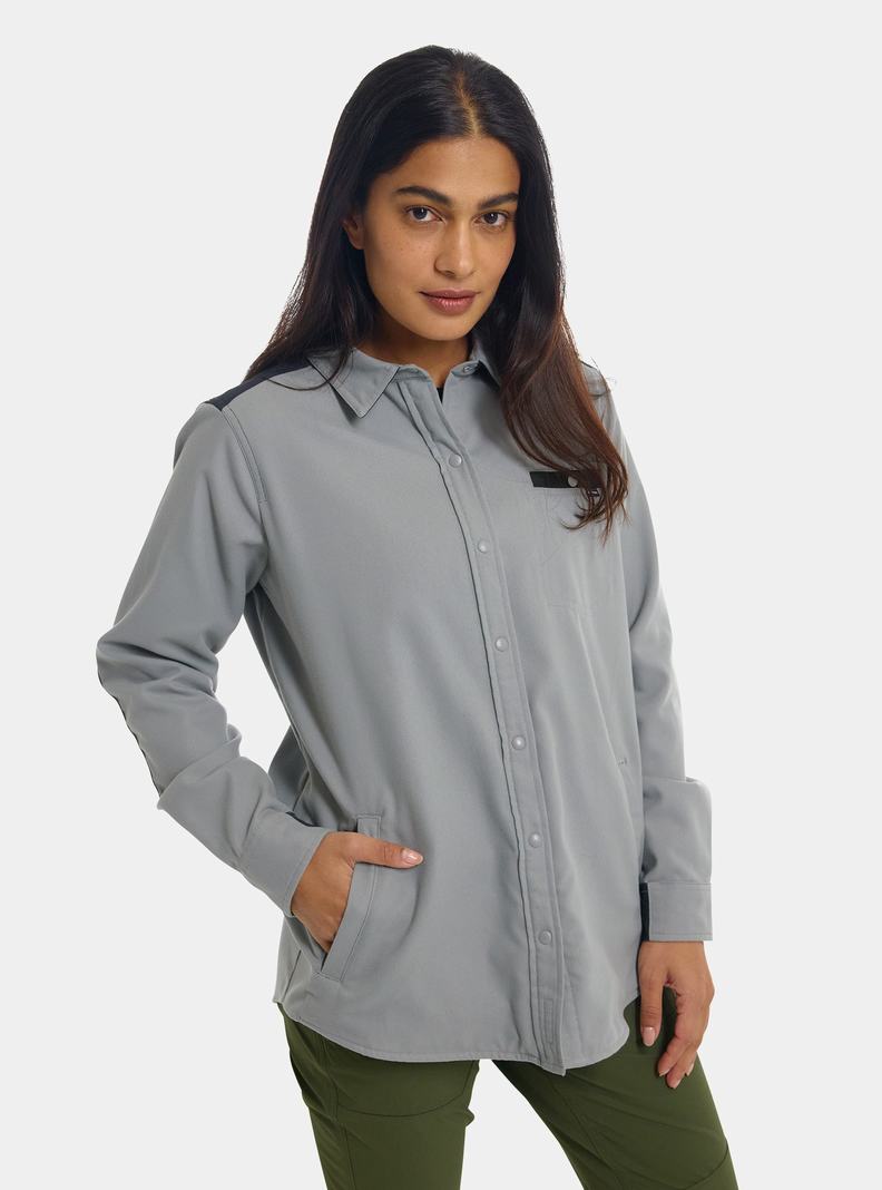 Grey Burton Favorite Performance Long Sleeve Flannel Women's Shirts | UNLSJV389