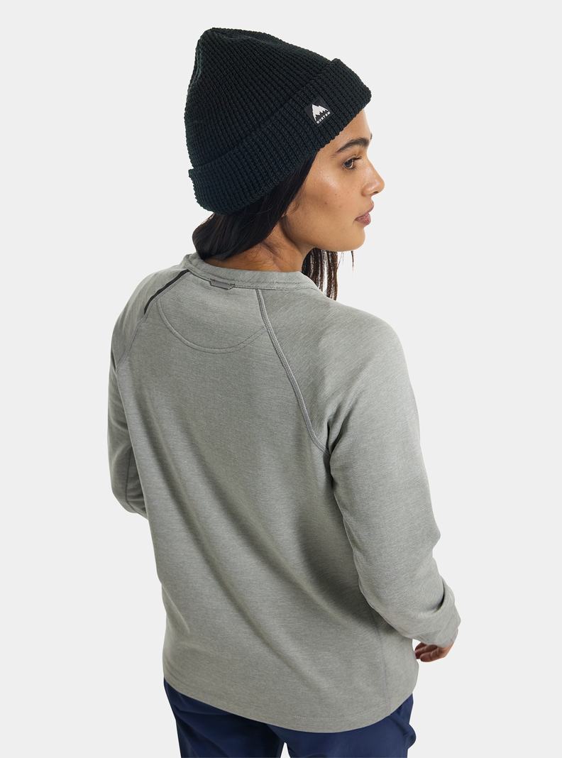 Grey Burton Multipath Grid Crewneck Fleece Women's Sweatshirts | EKYWLU570