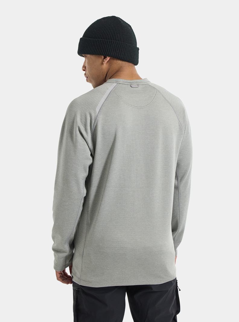 Grey Burton Multipath Grid Crewneck Fleece Men's Sweatshirts | ZTASWM724