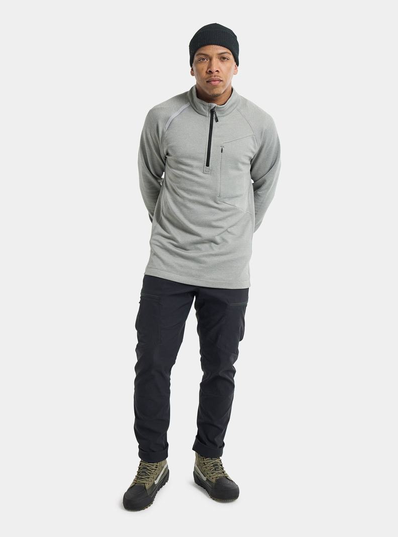 Grey Burton Multipath Grid Quarter-Zip Fleece Men's Sweatshirts | EPUXRA571