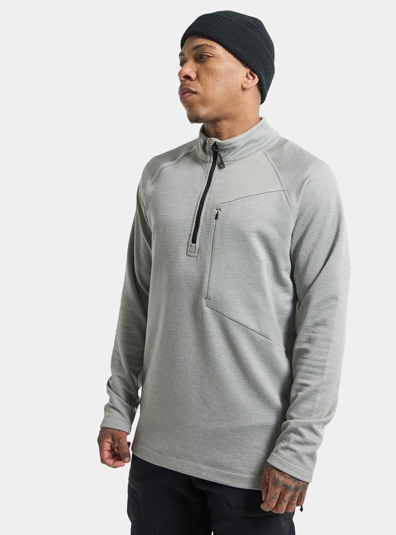 Grey Burton Multipath Grid Quarter-Zip Fleece Men's Sweatshirts | EPUXRA571