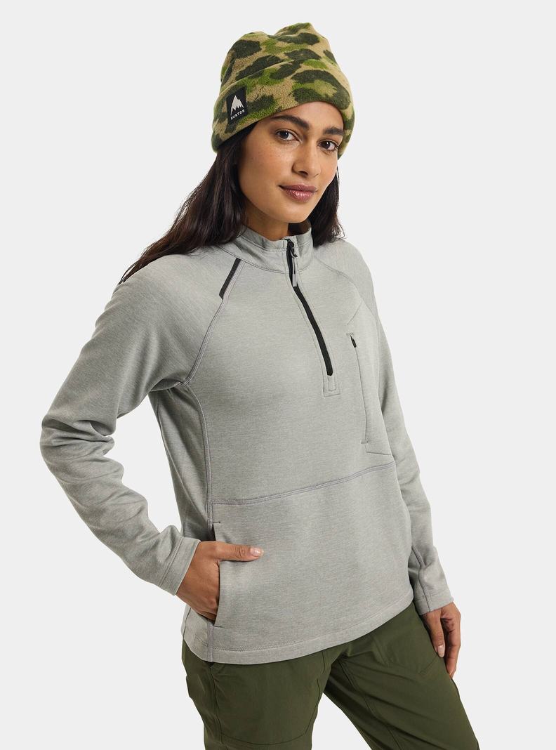 Grey Burton Multipath Grid Quarter-Zip Women's Fleece | LUYBFG390