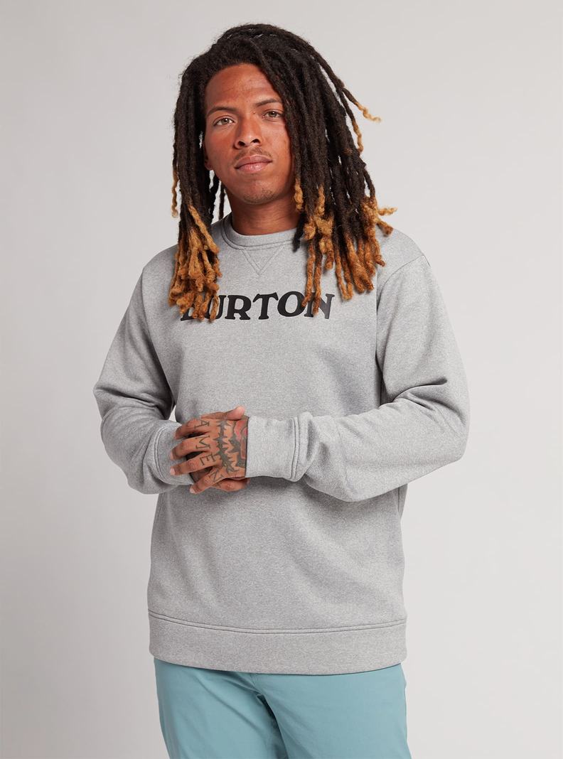 Grey Burton Oak Pullover Crew Men's Sweatshirts | TVZESL432