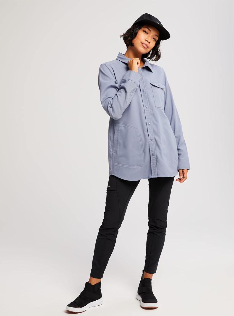 Grey Burton Stretch Grace Performance Flannel Women's Shirts | XJTBDA905