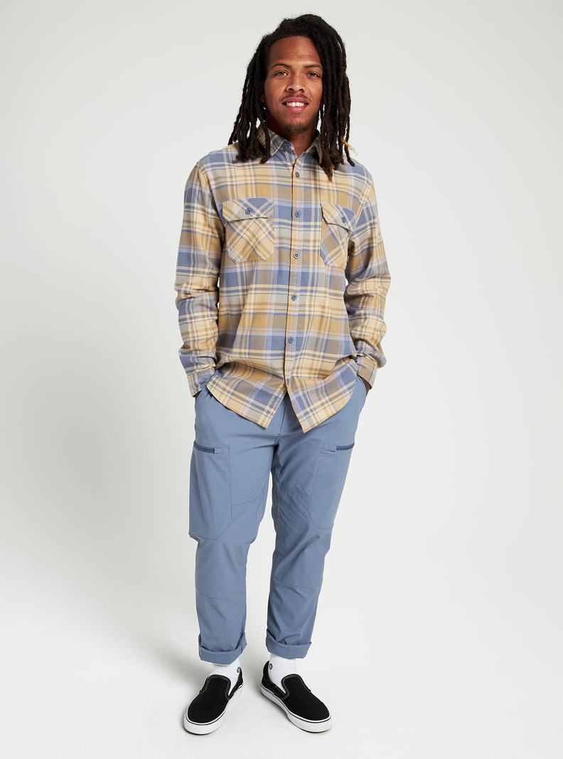 Khaki / Blue Burton Brighton Flannel Men's Shirts | VKZBRS960