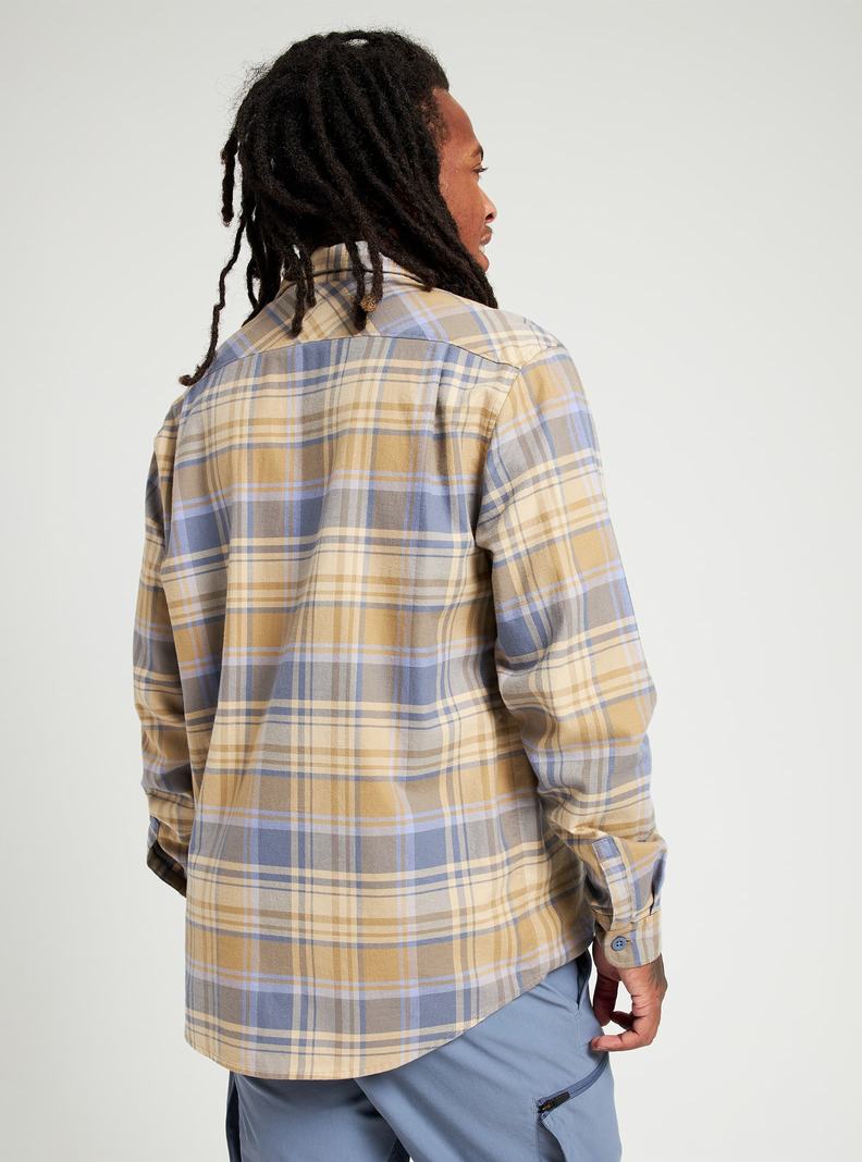 Khaki / Blue Burton Brighton Flannel Men's Shirts | VKZBRS960