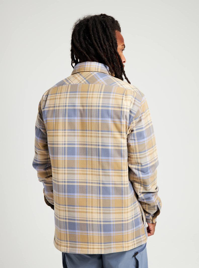 Khaki / Blue Burton Brighton Insulated Flannel Men's Shirts | YQUHBD842