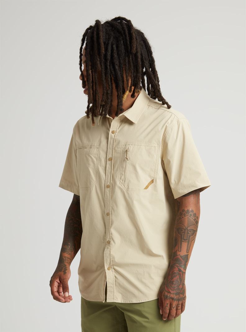 Khaki Burton Multipath Utility Short Sleeve Shirt Men's Shirts | ZVMCQE381