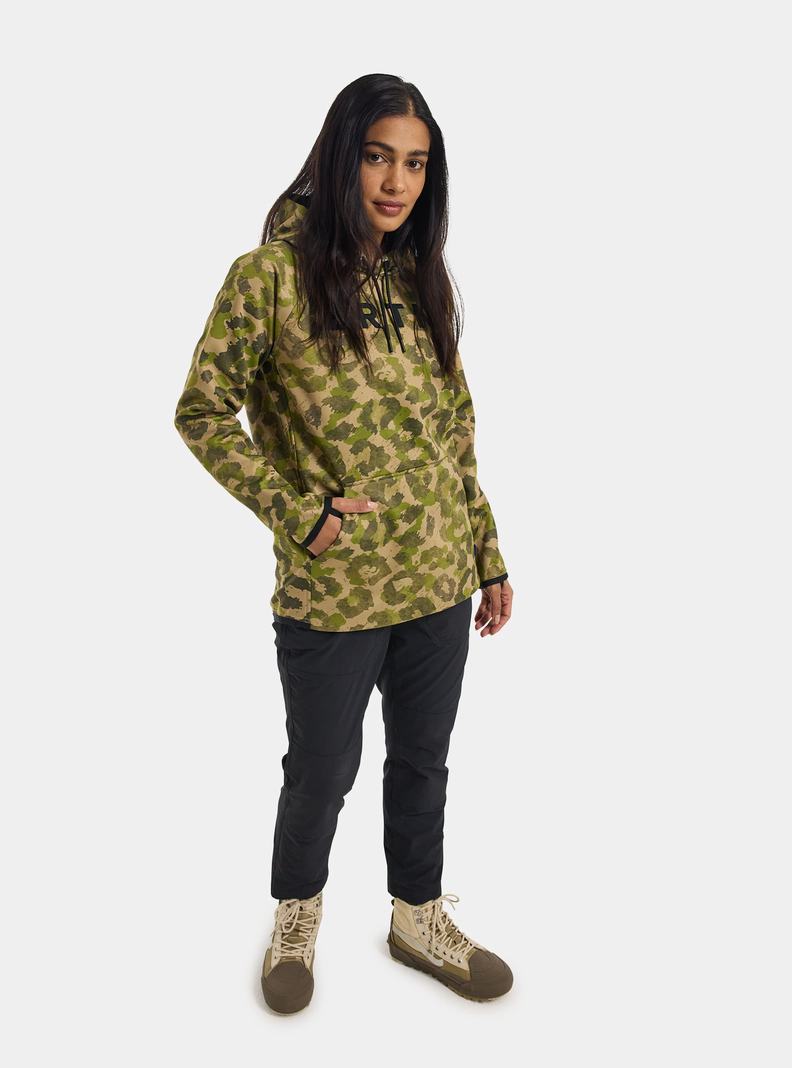 Khaki / Green Burton Crown Weatherproof Pullover Fleece Women's Sweatshirts | QJFEUS308