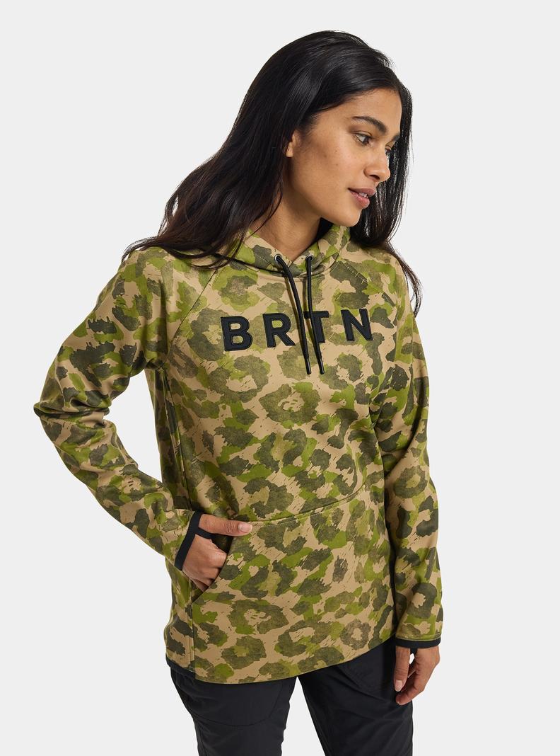 Khaki / Green Burton Crown Weatherproof Pullover Fleece Women's Sweatshirts | QJFEUS308