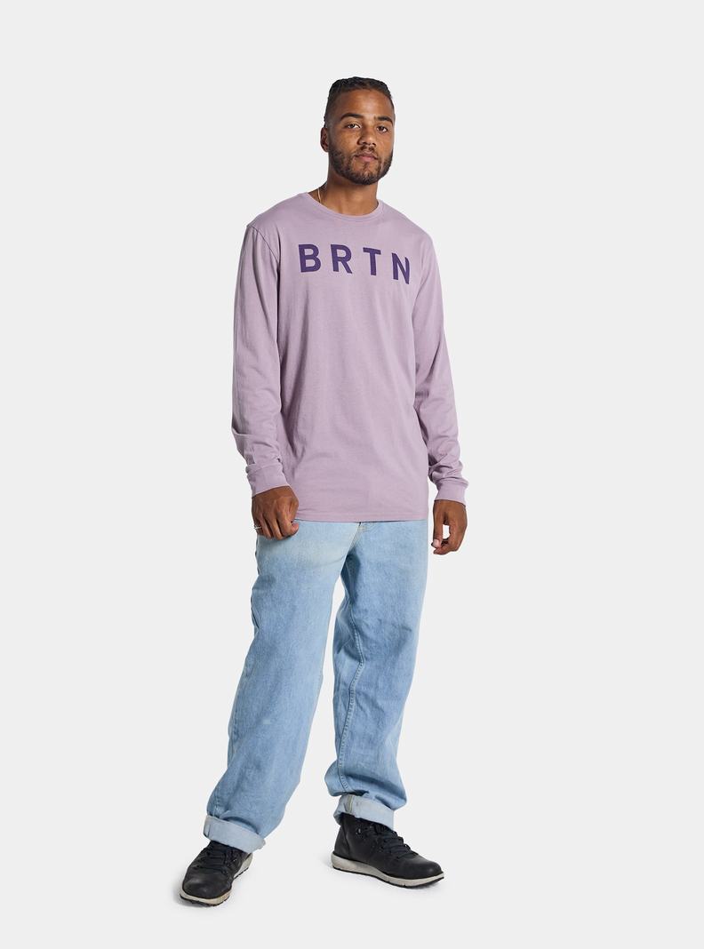 Lavender Burton BRTN Long Sleeve Men's T-Shirts | KHDVLF790