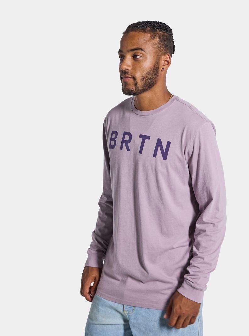 Lavender Burton BRTN Long Sleeve Men's T-Shirts | KHDVLF790