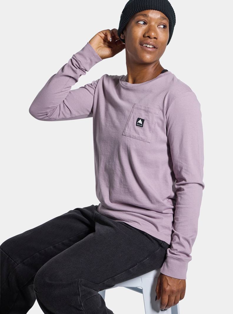 Lavender Burton Colfax Long Sleeve Women's T-Shirts | UGEBIO957