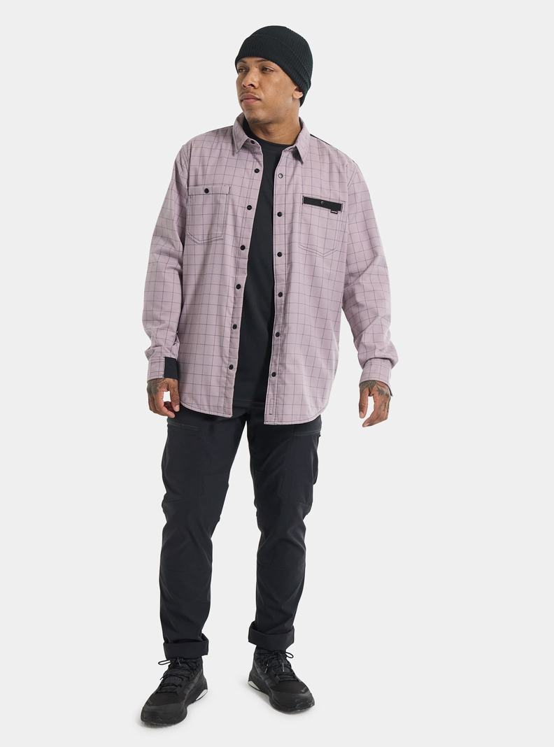 Lavender Burton Favorite Performance Long Sleeve Flannel Men's Shirts | MOPEHN803