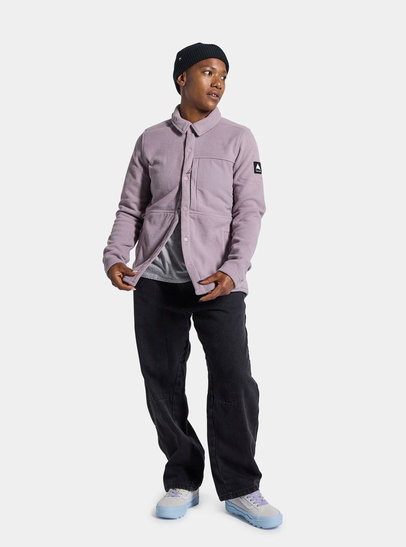 Lavender Burton Hearth Snap-Up Fleece Women's Shirts | XZWRTO970