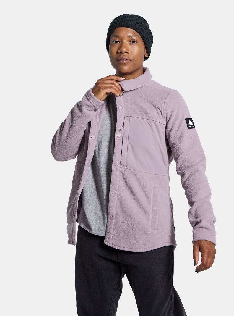 Lavender Burton Hearth Snap-Up Fleece Women's Shirts | XZWRTO970