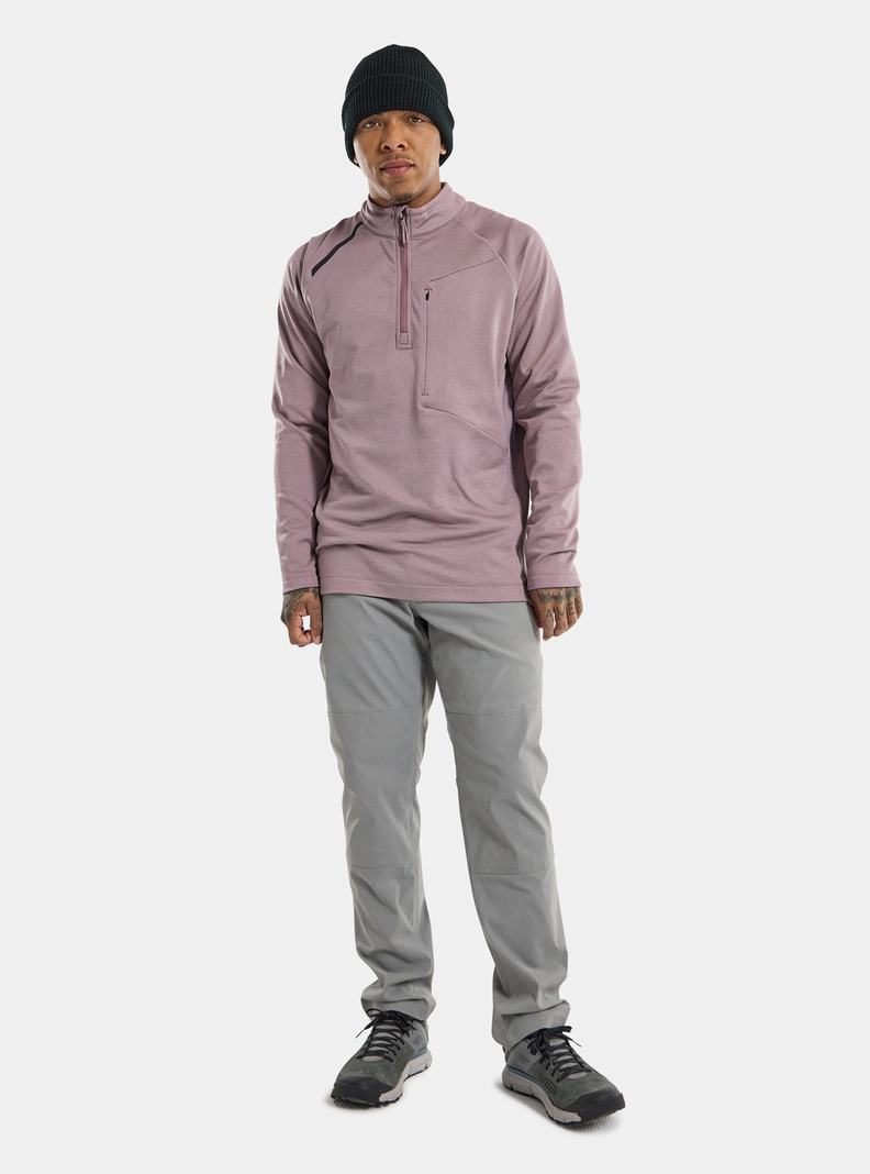 Lavender Burton Multipath Grid Quarter-Zip Fleece Men's Sweatshirts | KNMDOJ608