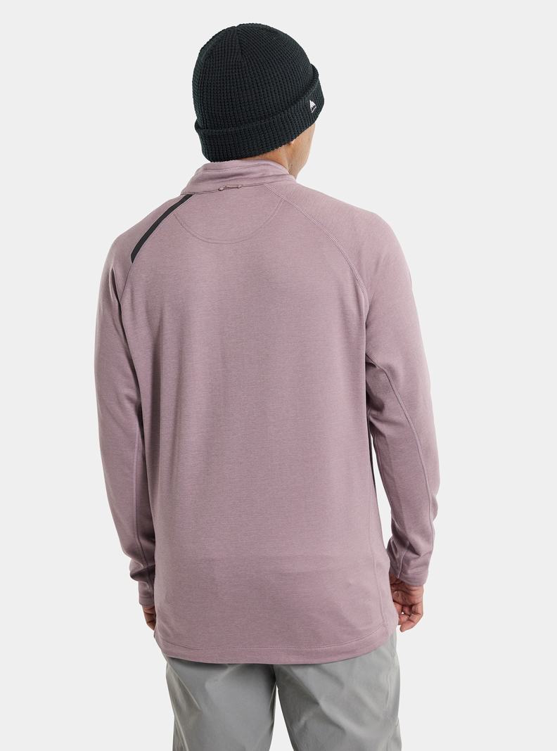 Lavender Burton Multipath Grid Quarter-Zip Fleece Men's Sweatshirts | KNMDOJ608