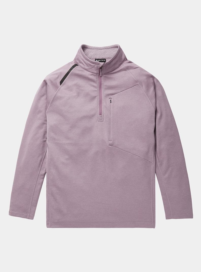 Lavender Burton Multipath Grid Quarter-Zip Fleece Men\'s Sweatshirts | KNMDOJ608