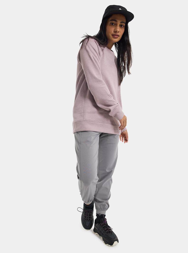 Lavender Burton Oak Crewneck Fleece Women's Sweatshirts | RDVIMT317