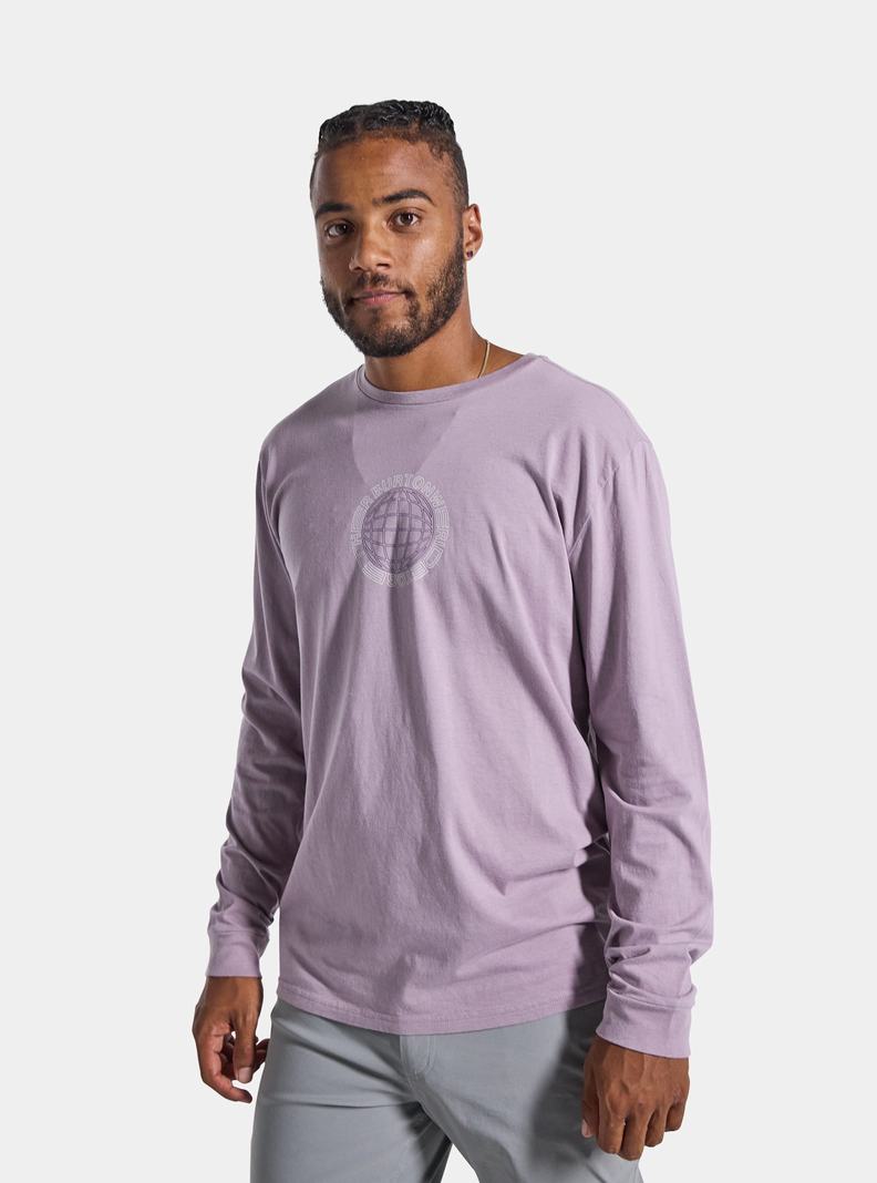 Lavender Burton Saugatuck Long Sleeve Men's T-Shirts | BWDJHA394